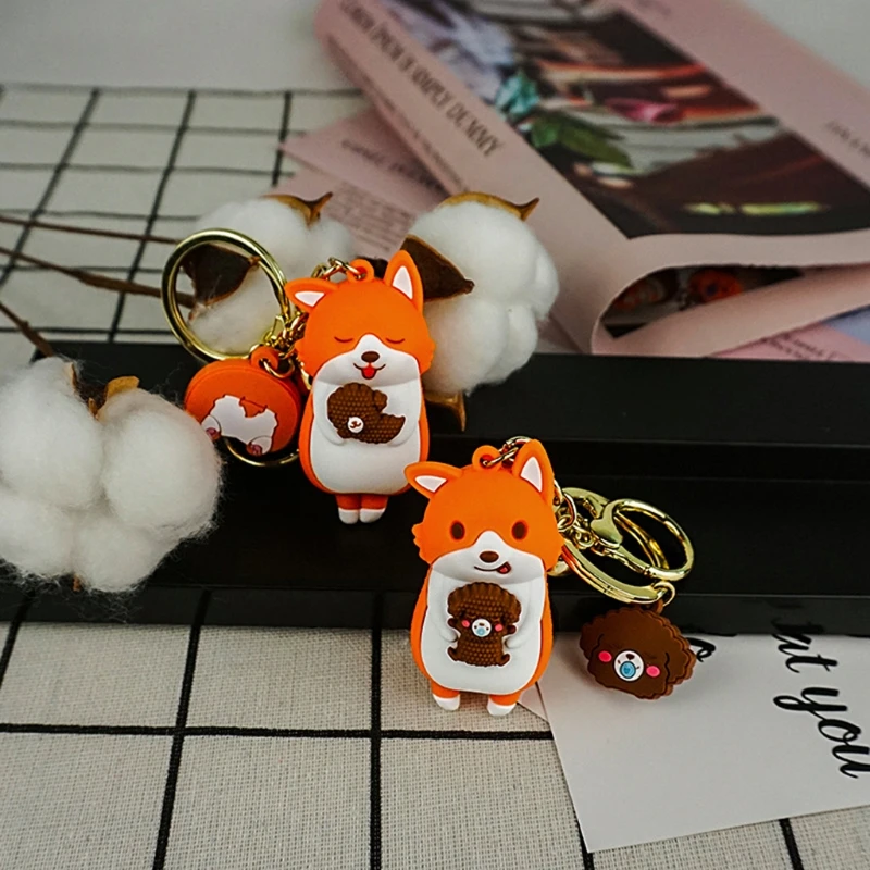 

J60D Cartoon Welsh Corgi Dog Keychain Bag Decoration Pendant Car Key Ring Jewelry Gif