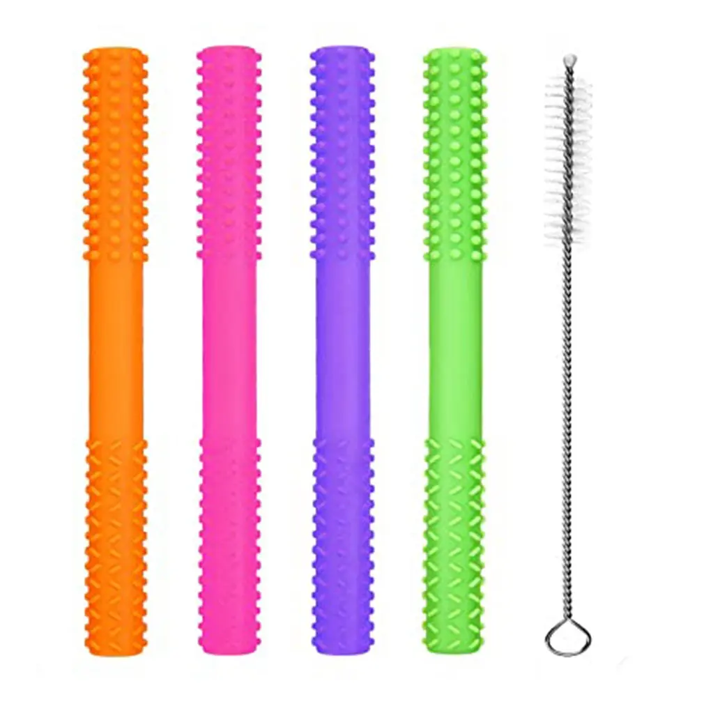 

Силиконовые соломинки для детей 0-12 месяцев, игрушки для жевания, антипригарные Силиконовые Прорезыватели для зубов