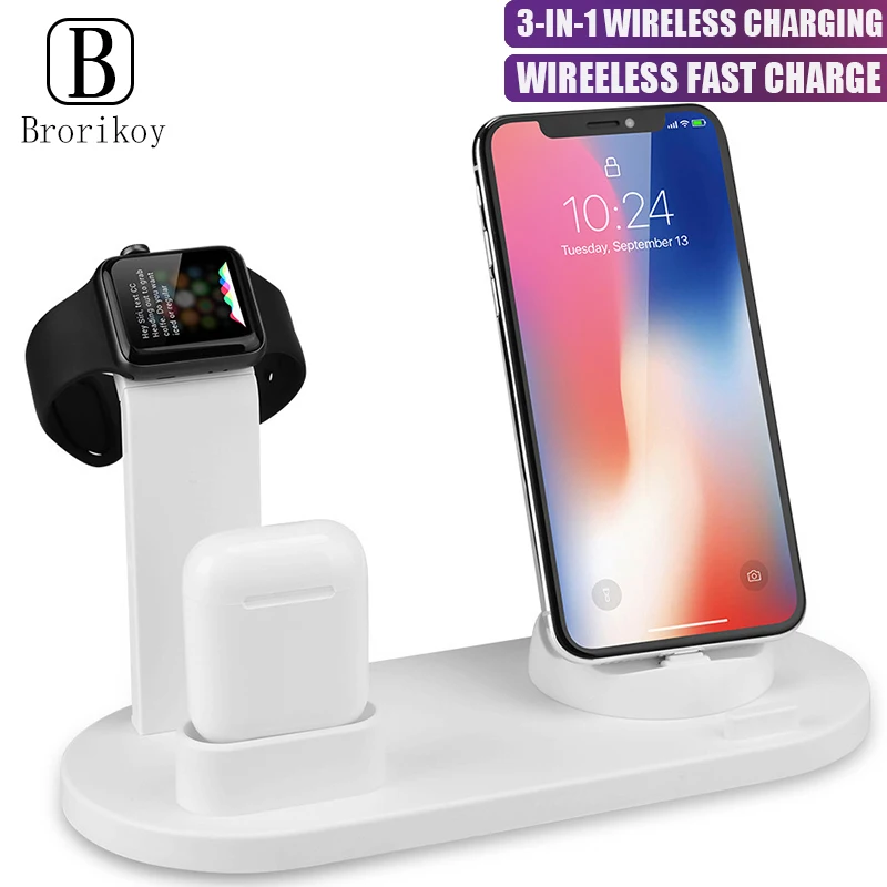 Беспроводное зарядное устройство 3 в 1 подставка для iPhone 11 Pro XS Max Xr Huawei Xiaomi Samsung Apple