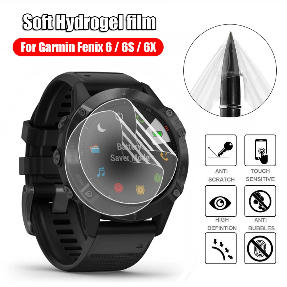Мягкая ударопрочная Гидрогелевая защитная пленка HD 2.5D из ТПУ для Garmin Fenix 6 6S 6X Pro