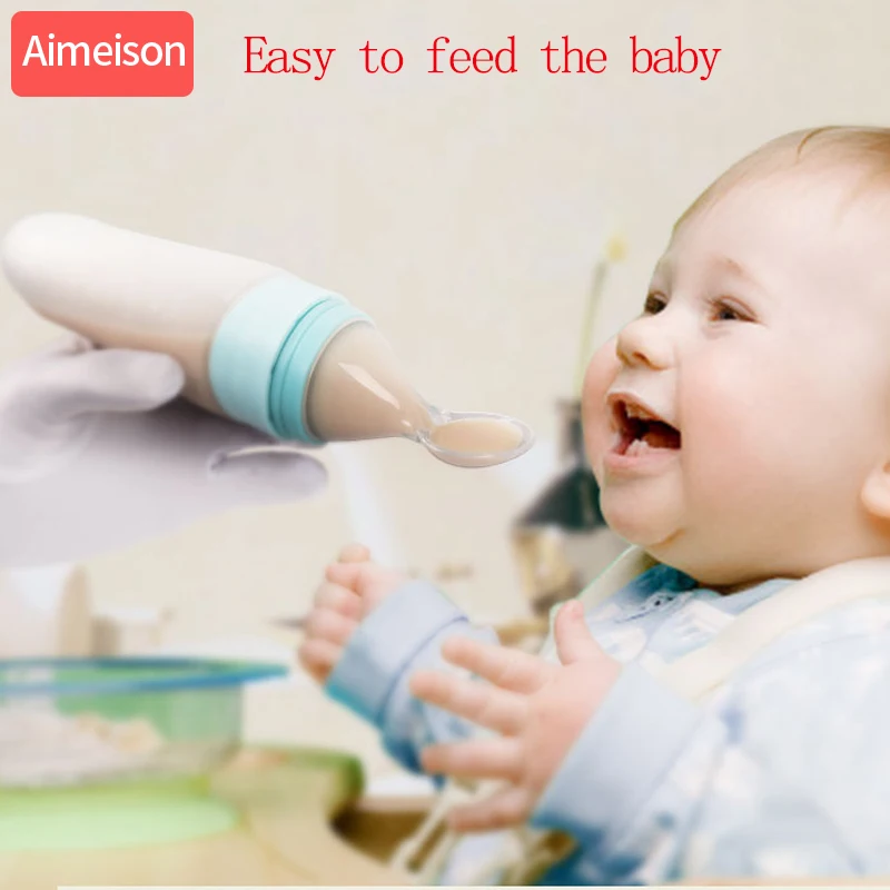 Aimeison/силиконовая детская ложка для кормления ребенка, силиконовая ложка для кормления с ложкой, кормушка для риса, бутылочка для каши, ложка для ребенка
