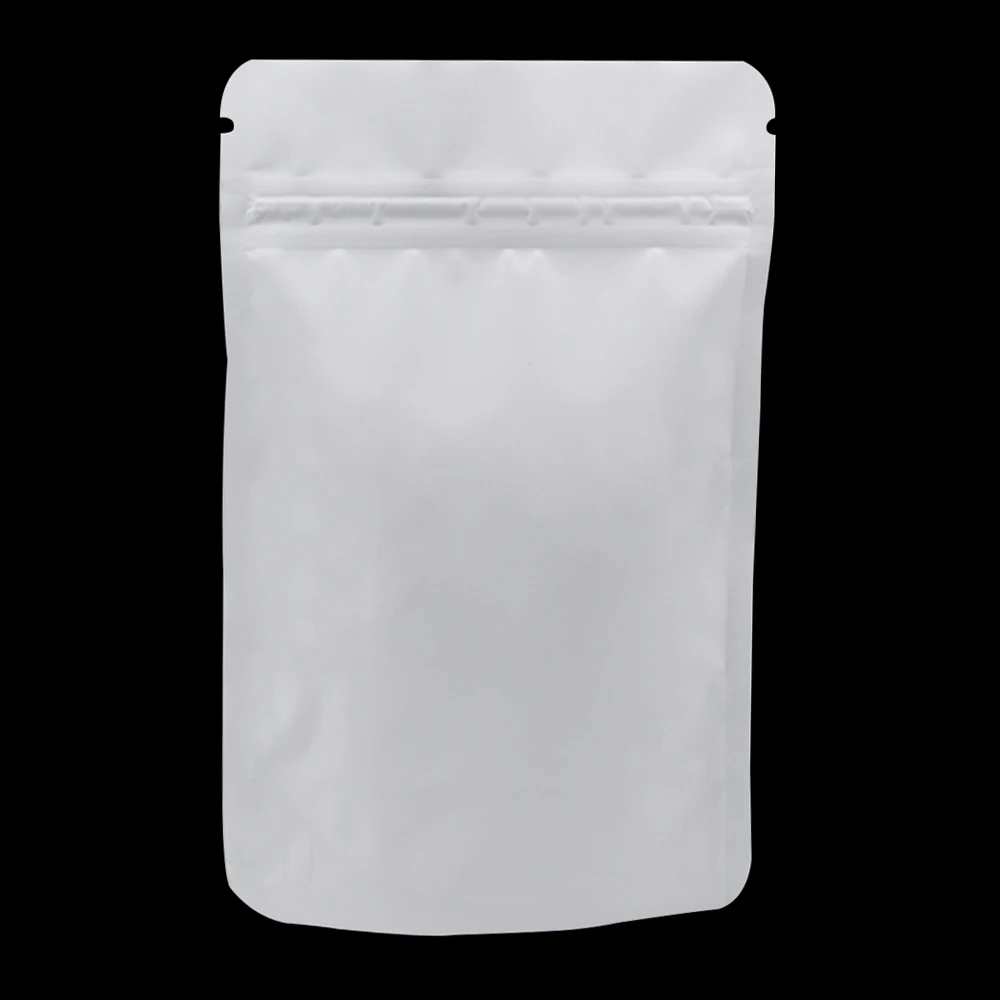 150pcs/Lot Matte White Pure Aluminum Foil Standup Pouch Ziplock Bag Reclosable Dried Fruit Packaging 9 Size