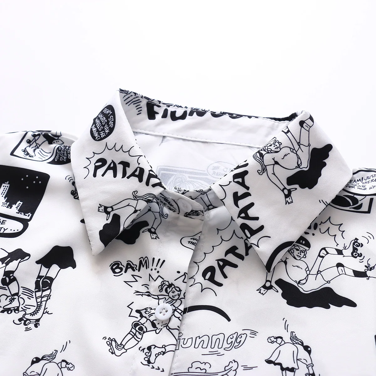 Summer New Fashion Women Short Sleeve White And Black Cartoon Letters Print Loose Tops Blouses Casual Office Lady Shirts Blouse | Женская