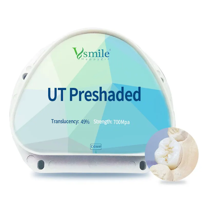 Vsmile zolid fx preshaded dental zirconia block ultra translucency for anteior for Amann Girabbach system