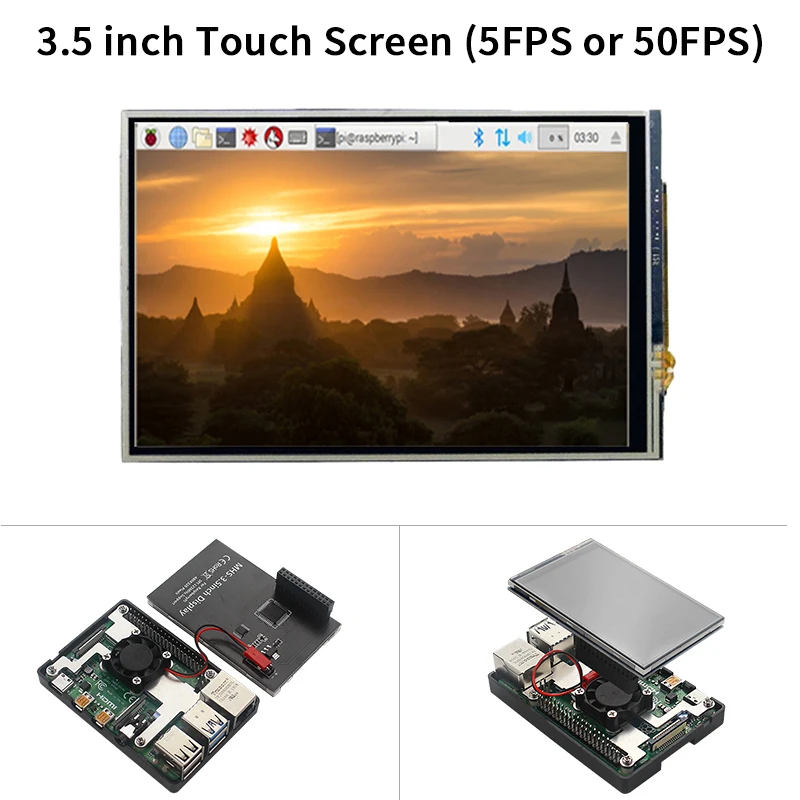 Sensível ao Toque Display + Abs Ventilador de Refrigeração para Raspberry 3b + – Polegada Raspberry Tela 320×480 Spi Lcd 5 50 Fps Case Modelo b – 3b 3.5 pi 4
