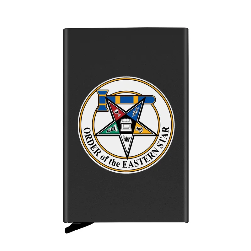 

Masonic Order Of The Eastern Star Credit Card Holder Men Slim Anti Protect Travel ID Cardholder Women Rfid Wallet Metal Case