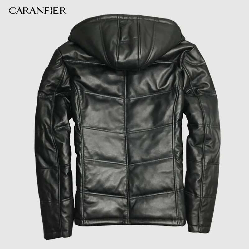 CARANFIER куртки мужские из натуральной кожи утиный пух куртки зимняя верхняя одежда овчина Пальто повседневные однотонные пальто