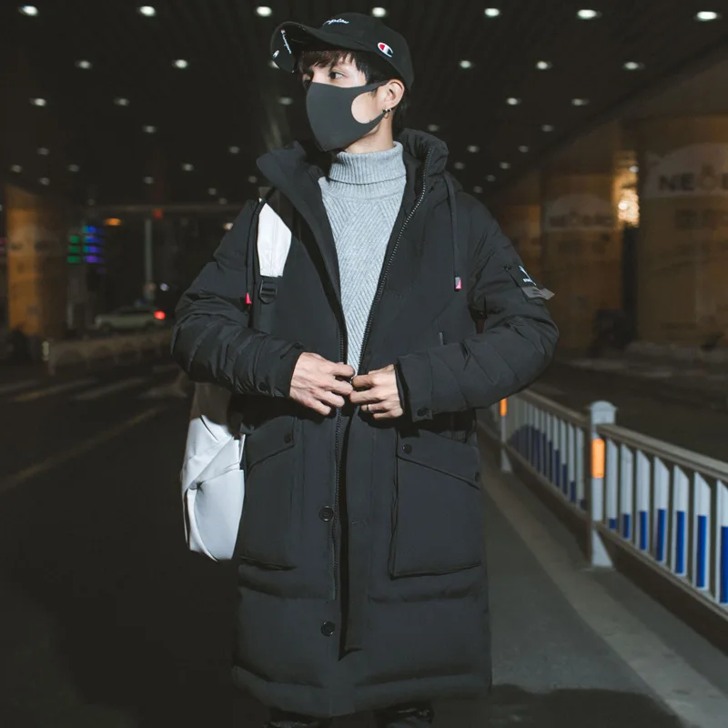 Мужская зимняя длинная уличная одежда с капюшоном мужская повседневная модная