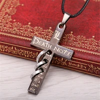 anime death note black metal cross logo pendant necklace women cosplay men jewelry collares gift