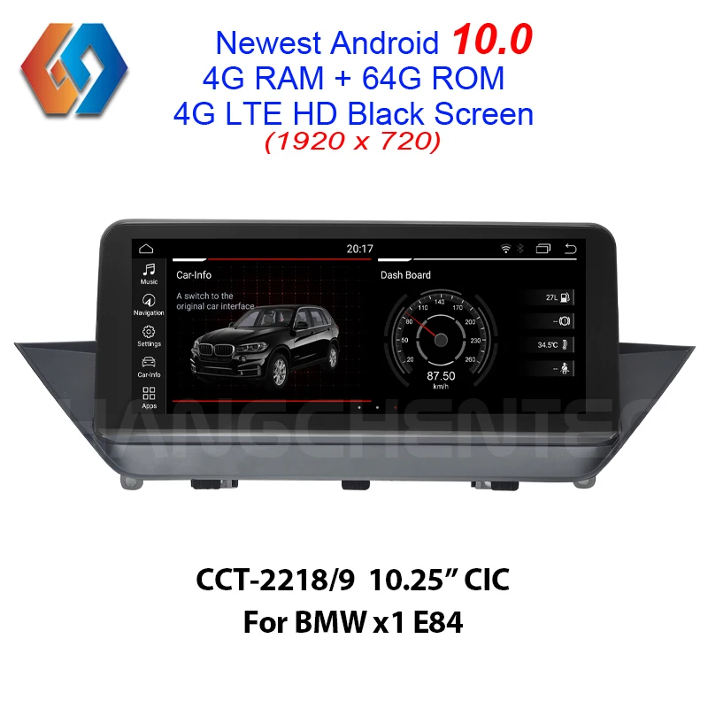

HD Black Android 10 Screen for BMW X1 E84 CIC Built-in CarPlay BT WiFi GPS Multimedia Navigation 1920x720 Support iDrive Aux DVR
