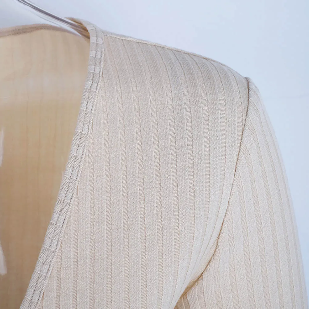 

Women Knitted Cardigan Sweater V-neck Open Stitch Cropped Top Button Down Classic Sweater Outwear Fall Style Fashion