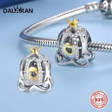 DALARAN Хэллоуин Серебро 925 талисман Тыква автомобиль CZ бисер
