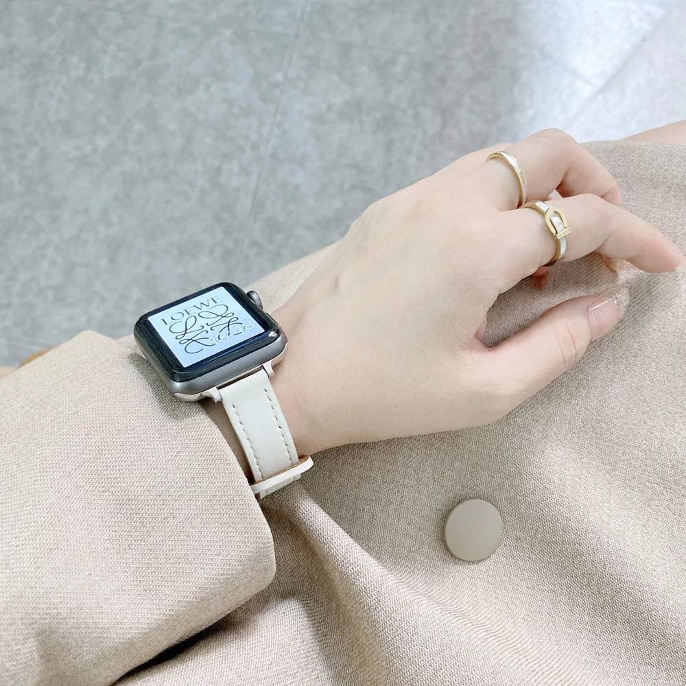 

Leather loop for iWatch 40mm 44mm Sports Strap for Apple watch 42mm 38mm Series 1 2 3 4 5 6 se High Quality Wrist Belt Bracelet