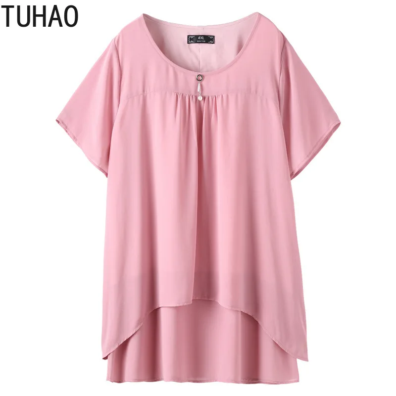 Блузка TUHAO женская шифоновая рубашка большого размера 10XL 9XL 8XL розовая черная топ