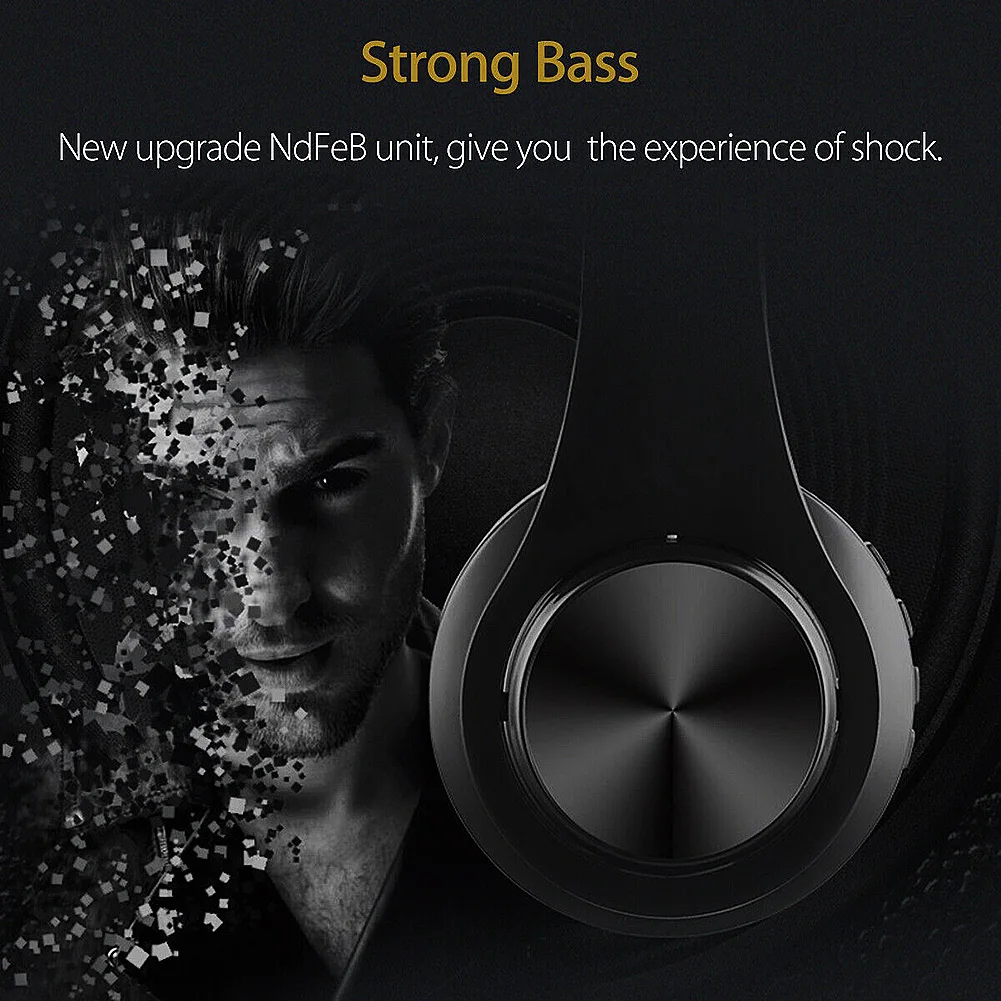 New Foldable BluetoothV5.0 Wireless Sport Headphone Super Bass Stereo Noise Reduction Music Headset | Электроника