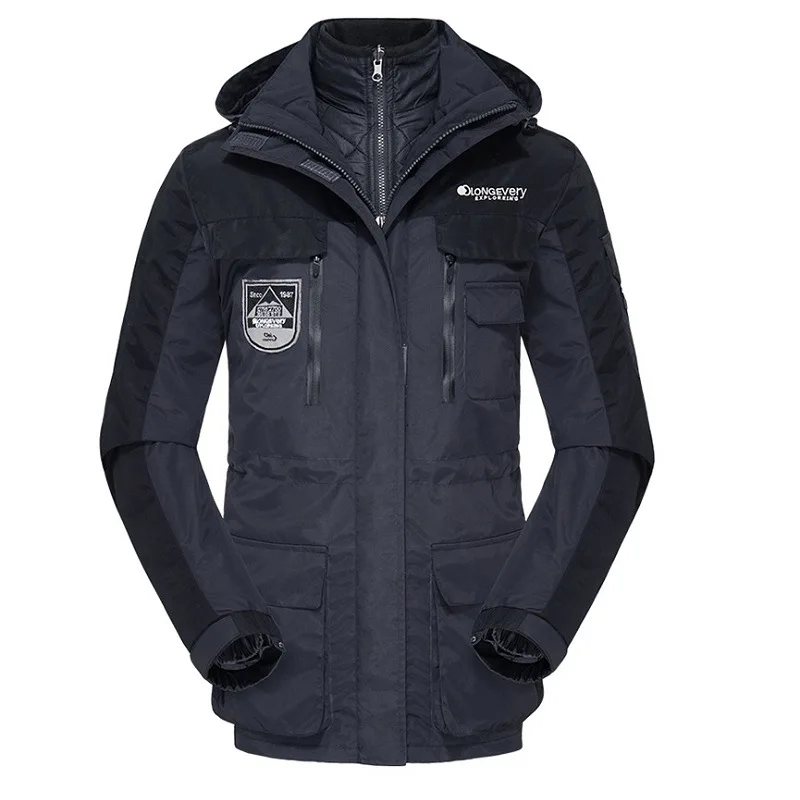 

Куртка-дождевик с хлопковой подкладкой «Три в одном», ветрозащитная Водонепроницаемая теплая куртка, Лидер продаж, куртка для альпинизма