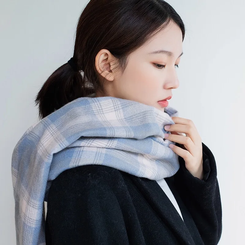 

New Fashion winter plaid women pashmina scarves checks tassels cashmere Muslim hijabs shawls bandana wraps warm 8pcs/lot