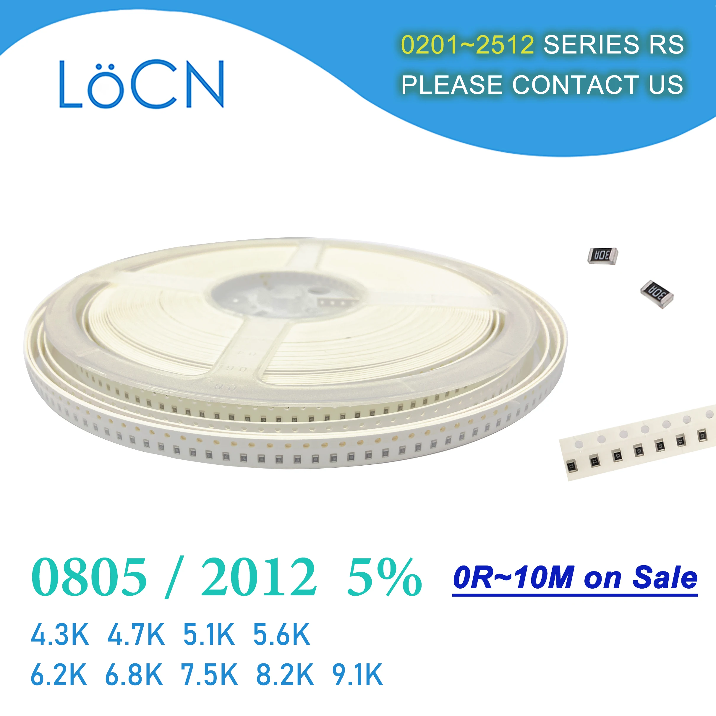 Резистор 0805 J 5% 5000 шт. 4 3 K 7 5 1 6 2 8 Ом 9 SMD LoCNService 2012 432 472 512 562 622