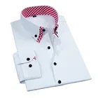 Рубашка мужская с длинным рукавом, модная сорочка приталенного силуэта, деловая профессиональная двухслойная с воротником, 2021