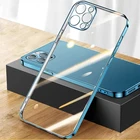 Чехол для iPhone 11, 12, 13 Pro Max, XR, XS, X, 7, 8 Plus, SE 2020, прозрачный, с квадратной рамкой