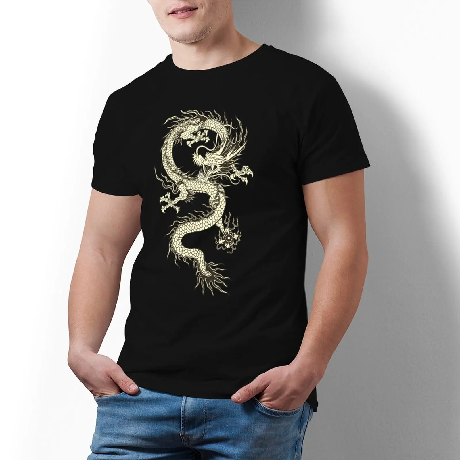 

Dragon T Shirt Awesome Cotton Streetwear T-Shirt Short Sleeve Graphic Tshirt Oversized Mens