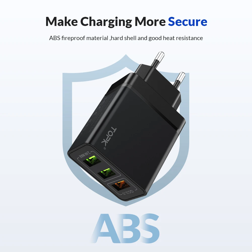 Сетевое зарядное устройство TOPK B348Q USB 3 0 порта|Зарядные устройства для телефонов| |