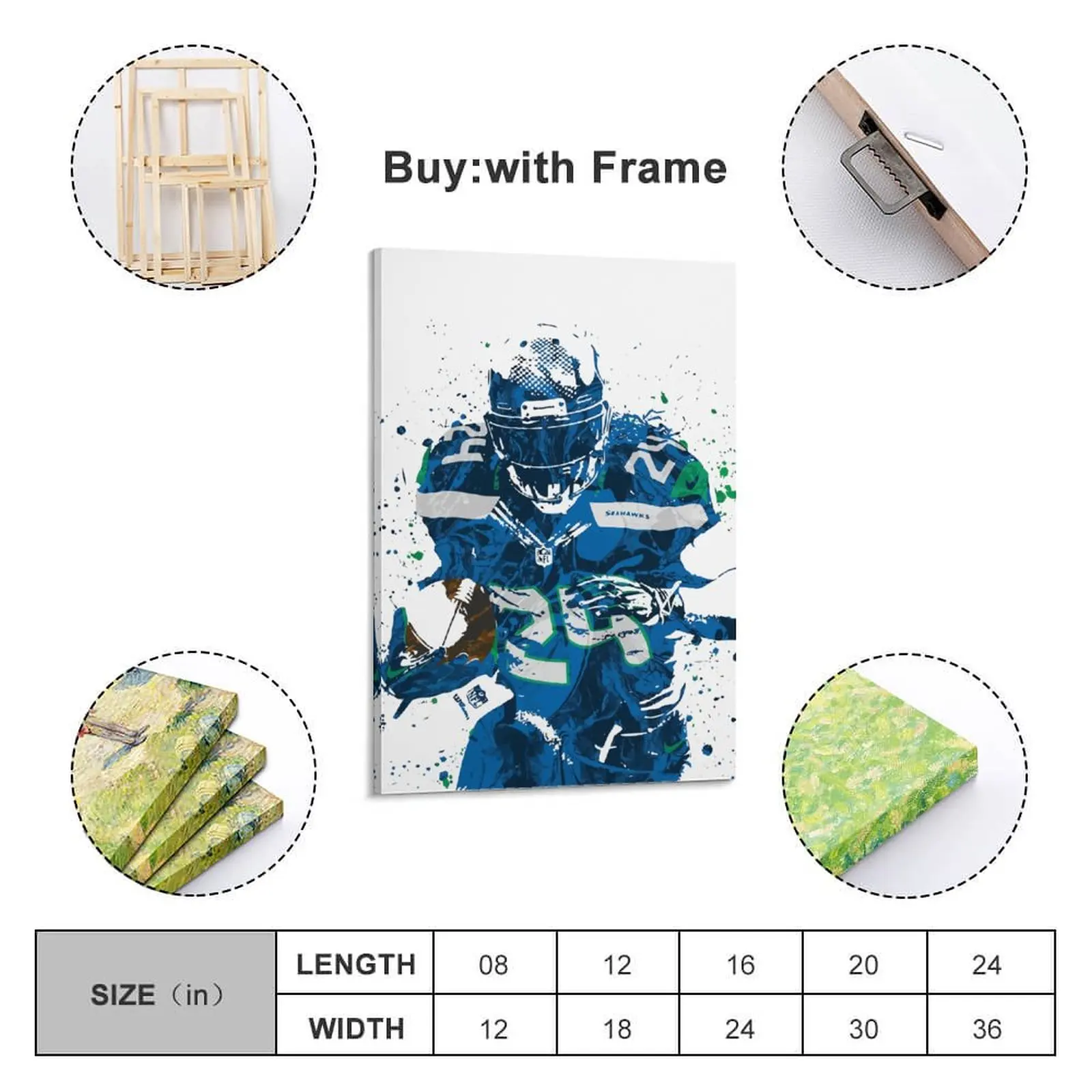 

Decor 24 Marshawn Lynch Print Painting Canvas Hang A Picture for Living Room Wall Room Posters With Frame Modern Home