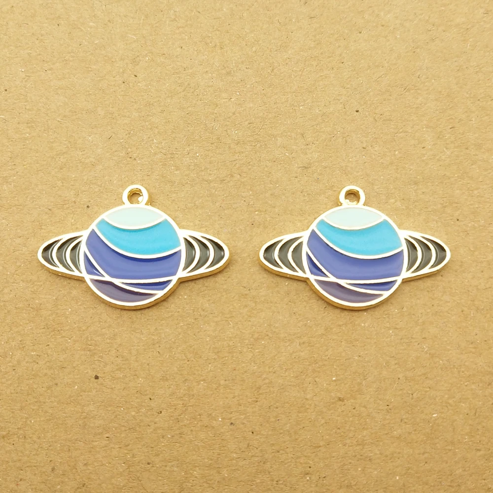 

10pcs 16x26mm enamel saturn charm for jewelry making and crafting fashion earring pendant bracelet necklace charms