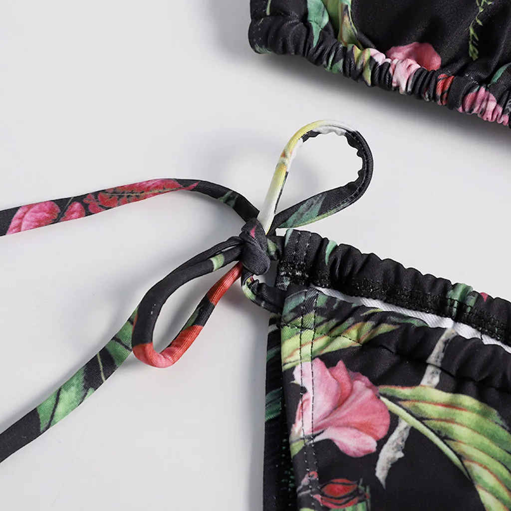 Женский комплект нижнего белья с пуш-апом Раздельный купальник и принтом нижнее