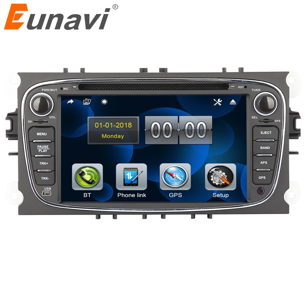 Автомобильный DVD плеер Eunavi 7 дюймов 2 Din с GPS навигацией стерео видео головное