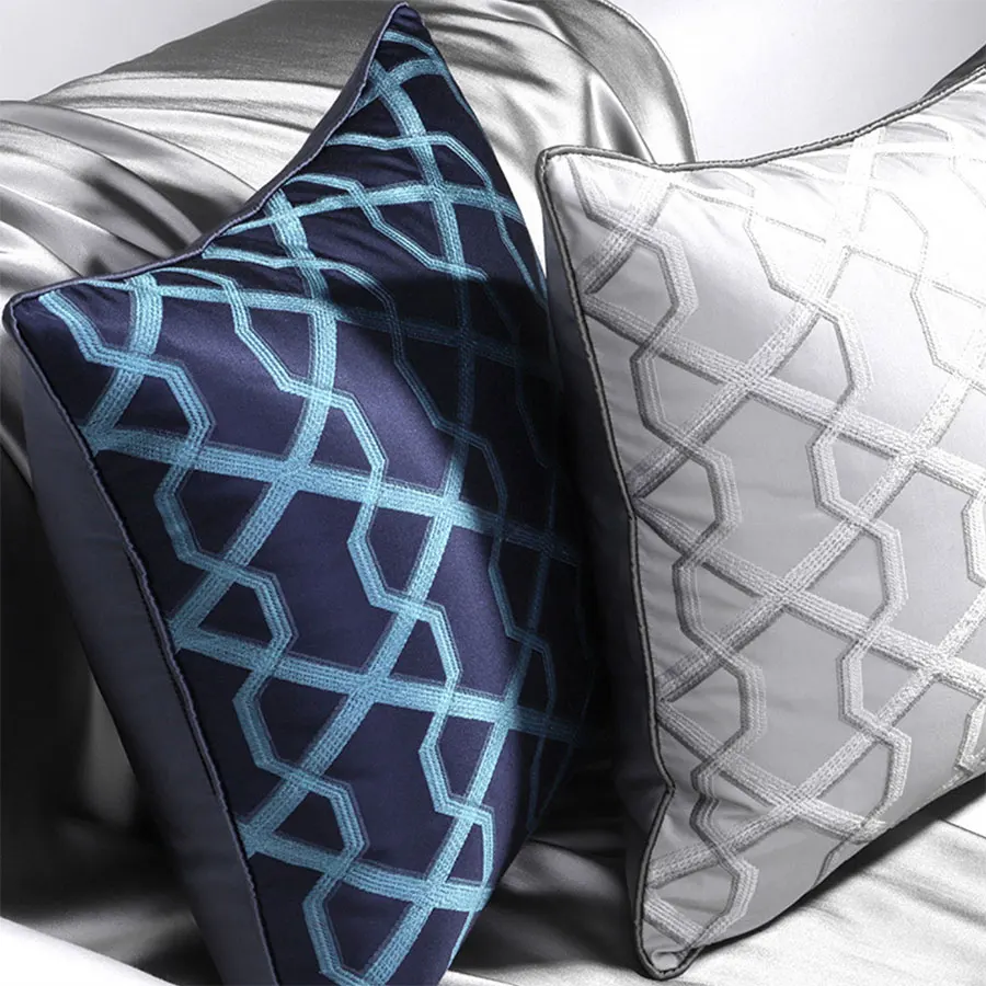 

Модная синяя серая декоративная подушка с геометрическим рисунком/Чехол almofadas 45 50, Европейский современный необычный чехол для подушки, укр...