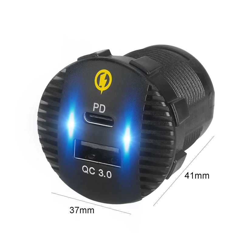 

Waterproof 12V 24V QC3.0 USB 18W Type C PD Fast Car Charger Adapter for SUV Car Boat Truck Marine Tablet Cellphone GPS