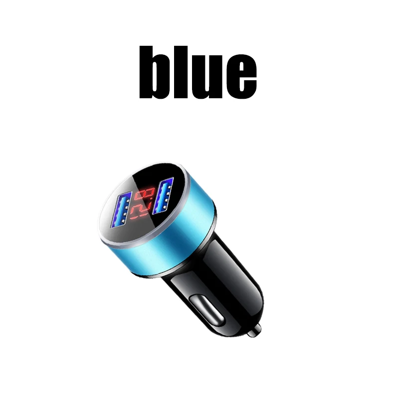 blue Автомобильная зажигалка, USB зарядное устройство, быстрое автомобильное зарядное устройство, адаптер питания, 2 порта, ЖК-дисплей, 12-24 В, 3.1A, прикуриватель, автомобильный стиль - Название цвета: blue