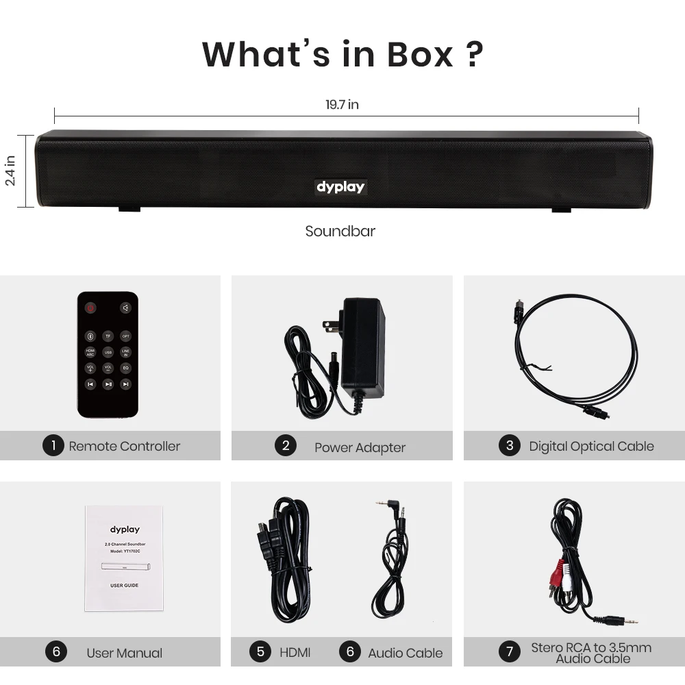 20-дюймовый Саундбар для ТВ 100 Вт беспроводной bluetooth-динамик Настенный 3D
