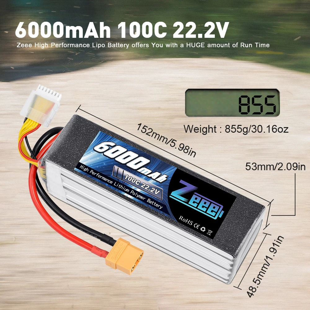 zeee lipo батарея 222 v 6000mah 100c xt90 разъем 6s rc lipo бата