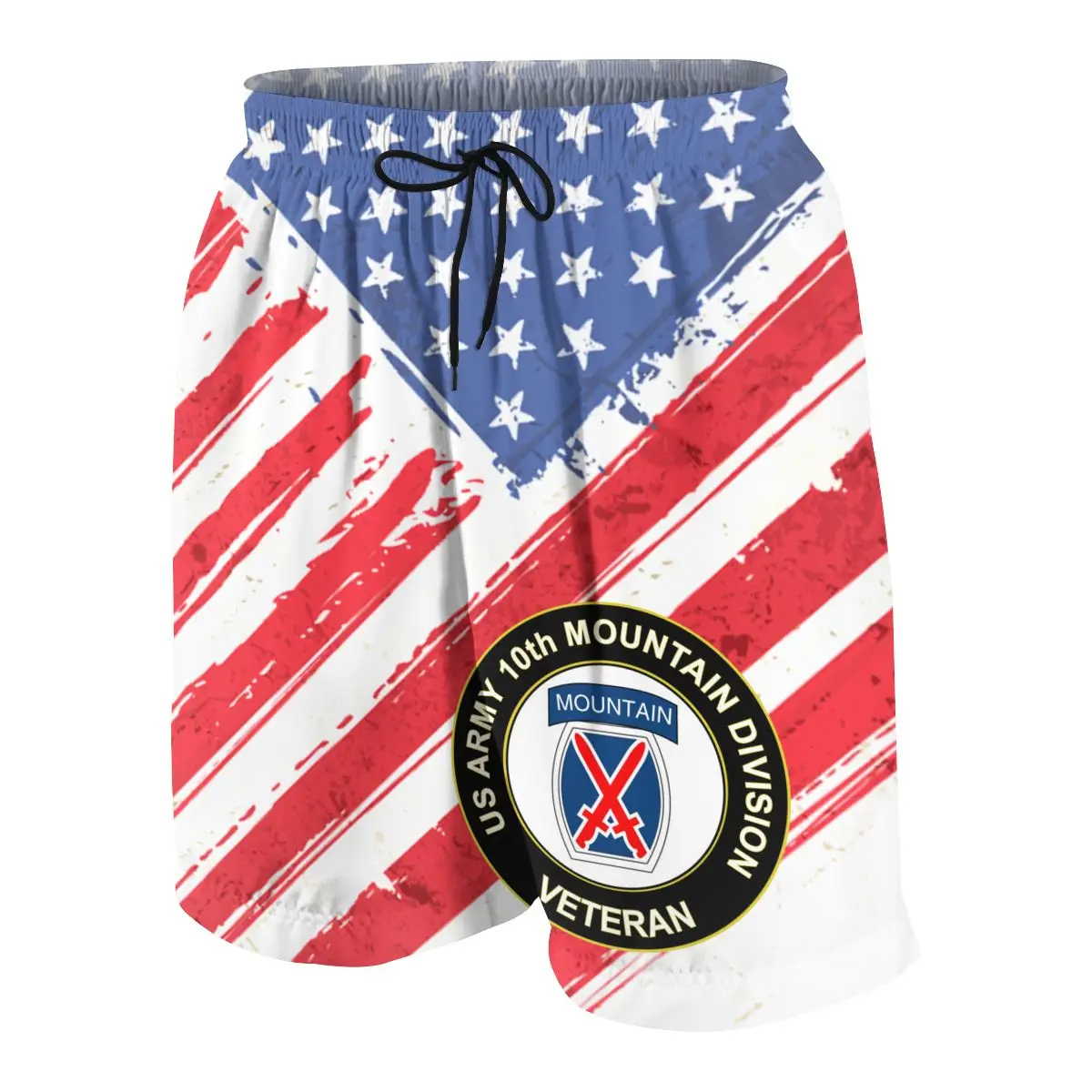 

US Army Veteran 10th Mountain Infantry Division Summer Young Shorts Cotton For Beach Short Sports Pants 3D Print Elastic Fashion