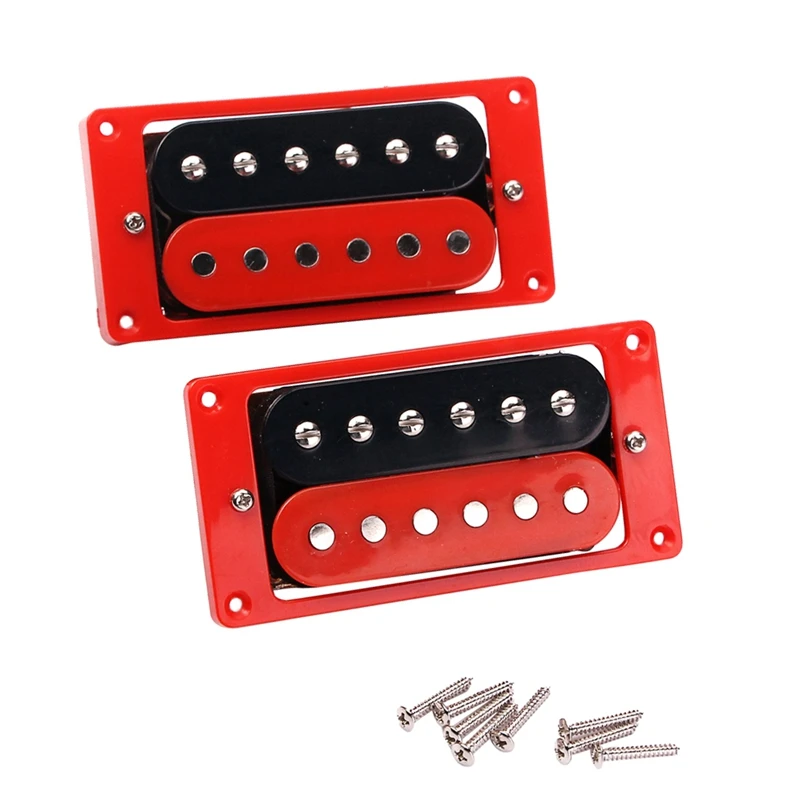 

1 Set Of 2Pcs Red & Black Humbucker Double Coil Pickups Neck Bridge for Lp Electric Guitar Pickups