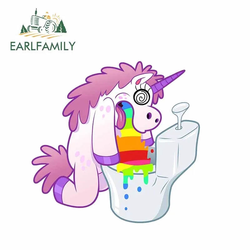 EARLFAMILY 13 см 3D винил Warp наклейки на автомобиль мультфильм с единорогом в стиле