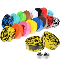 road bike bicycle handlebar tape camouflage cycling handle belt cork wrap with bar plugs 17 colors fze001