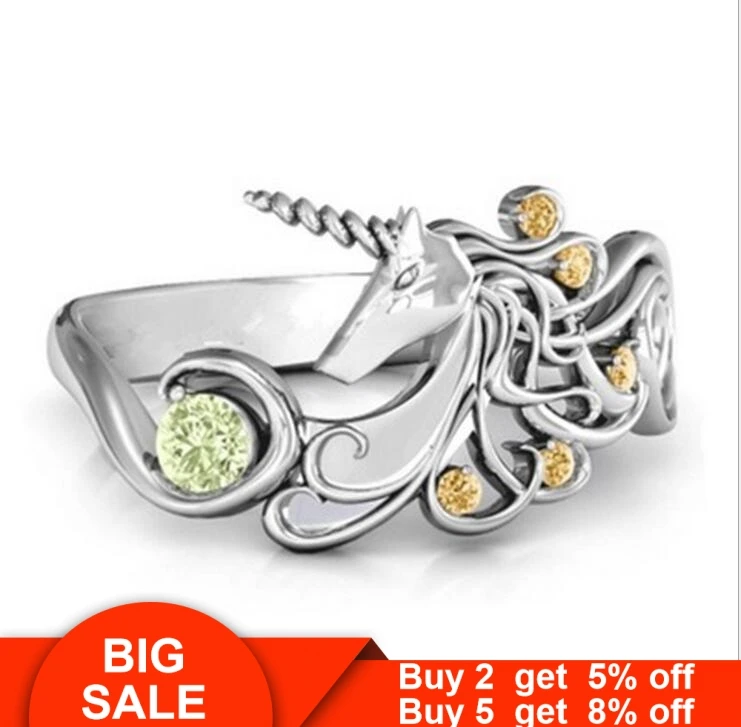 Модные ювелирные изделия в форме единорога AAAAA Циркон cz кольцо из стерлингового