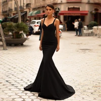 sexy black v neck evening dresses mermaid 2021 backless sashes spaghetti straps sleeveless prom gowns floor length cheap sale