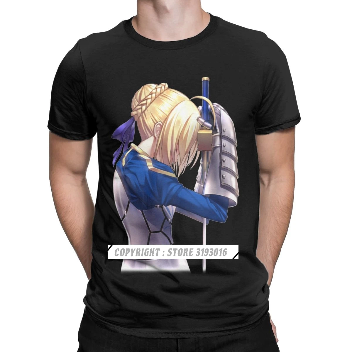 

Мужская футболка Saber La, Мужская футболка Fate Stay Night Fgo из аниме, необычная футболка с круглым вырезом, хлопковые футболки, уникальные