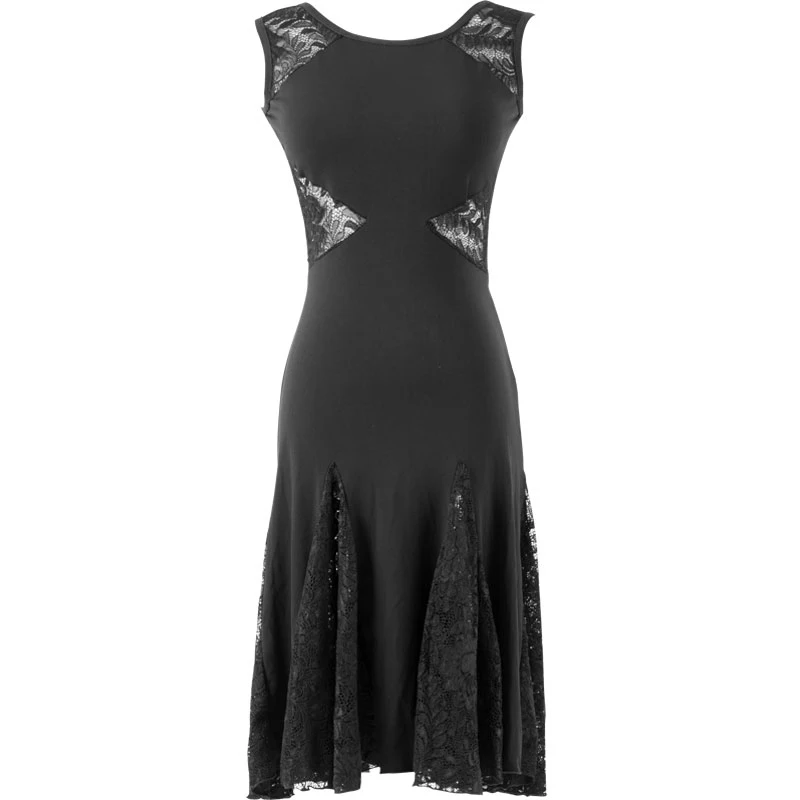 Children Latin Dance Dress Girls Sleeveless Black Lace Practice Clothing Latin Competition Performance Dresses For Kids DQL2118