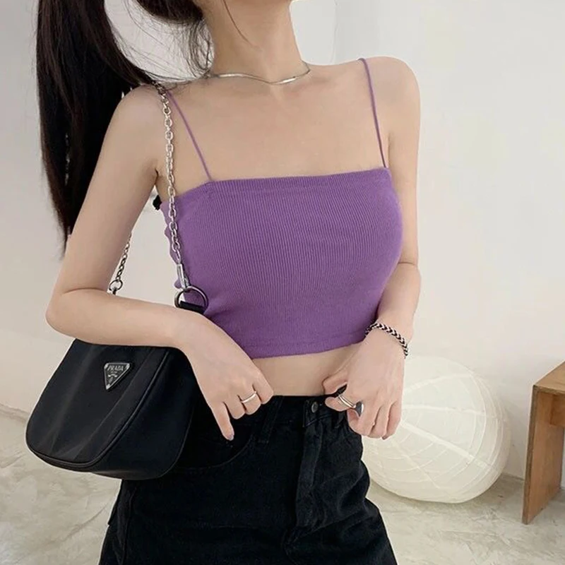 

Women's Sexy Halter Tube Top Camisole Summer Casual Solid Short Base Vest Women Fashion Slim High Quality Tops Woman 2021 New