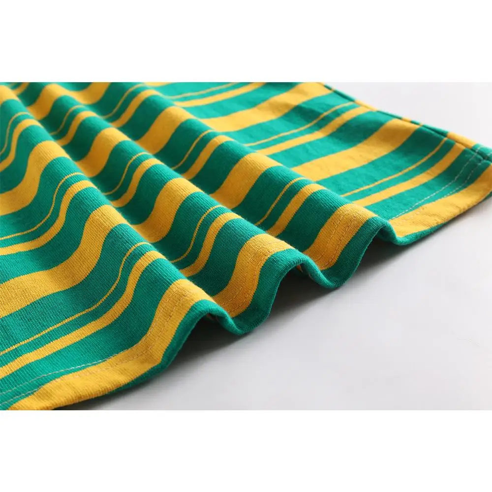 

Green Yellow Striped Vintage T Shirt VD1915 Short Sleeve Women Summer T-shirts Tops