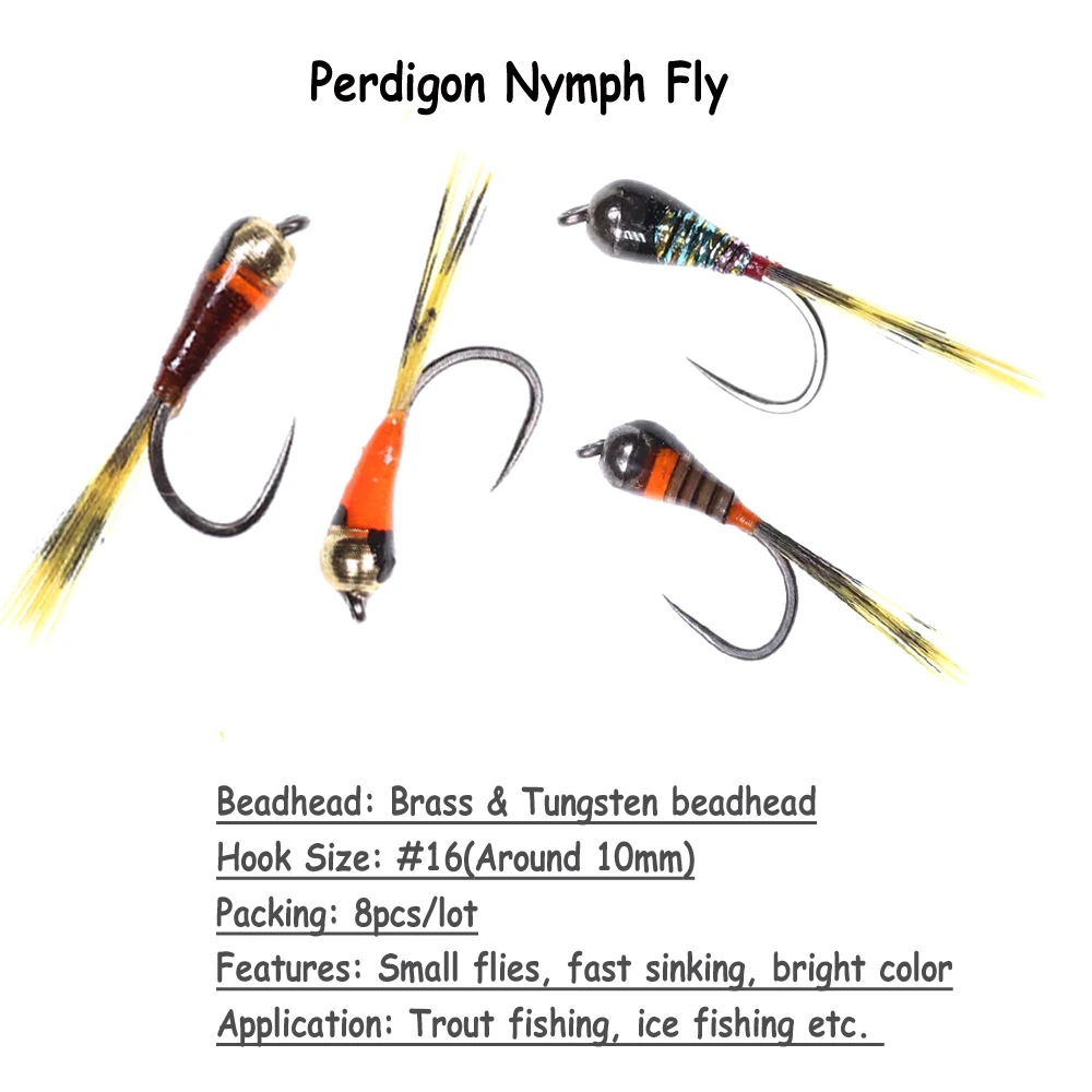 8 шт Вольфрам Perdigon Нимфа Fly подледной рыбалки приманки искусственные быстро