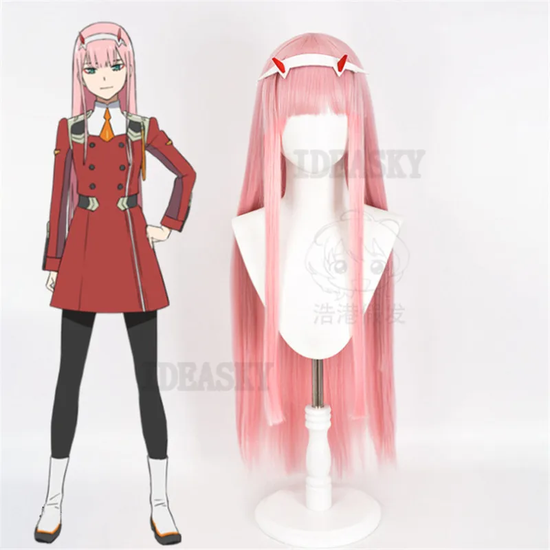 Парик для косплея из аниме любимый в FRANXX 02 ноль два длинный розового цвета