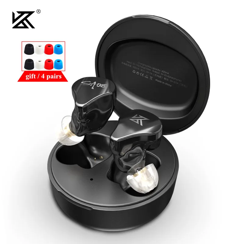 Плотным верхним ворсом KZ SA08 8BA единиц наушники вкладыши TWS Bluetooth 5 0 гарнитура True