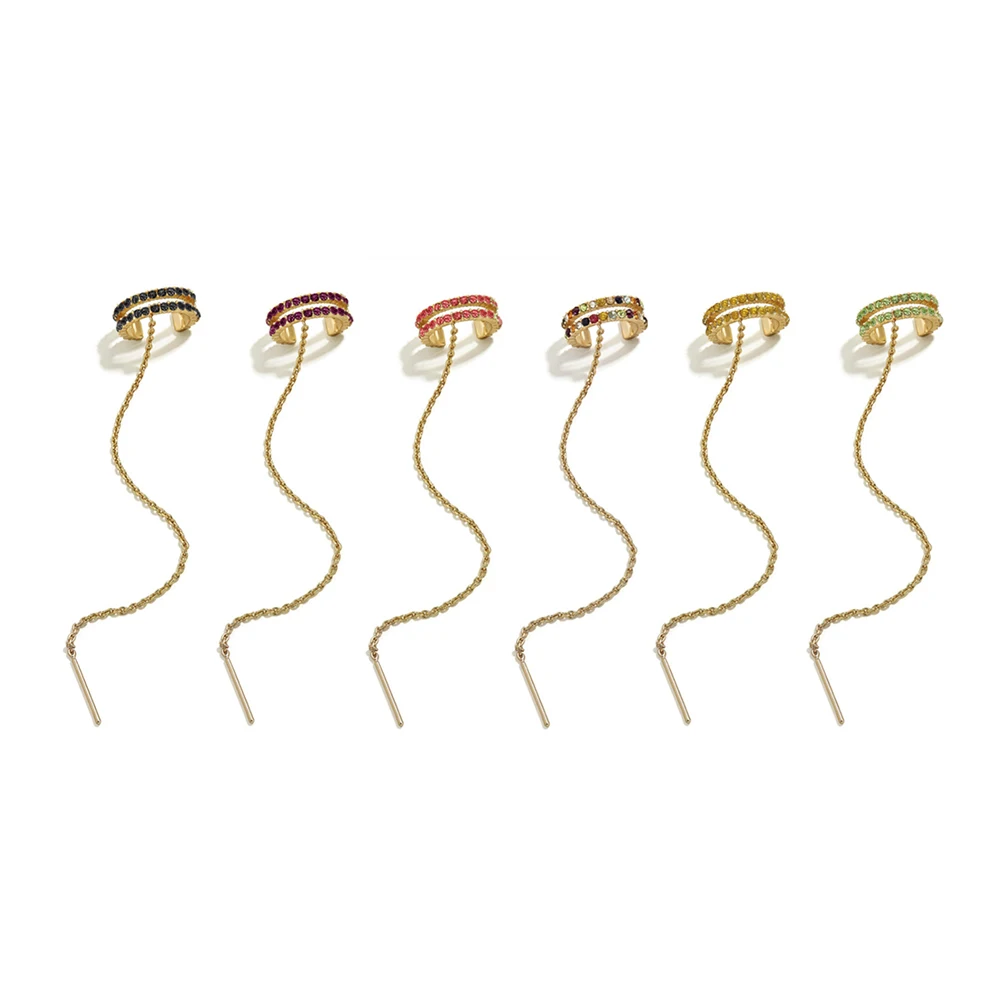 

Fashion Cubic Zirconia Ear Clips Suitable For Women And Ladies Earrings Clip-on Earrings Rainbow Zircon Earrings Crystal Jewelry