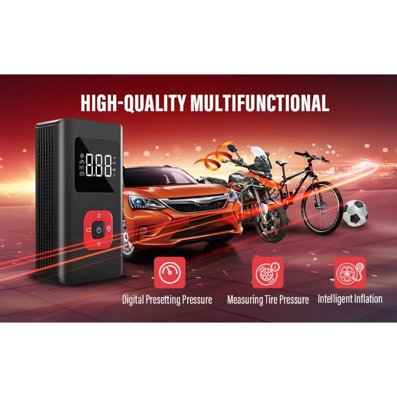 Precio 23GC-bomba De Aire Eléctrica Inalámbrica, Inflador De Neumáticos Portátil De 150PSI, Compresor De Aire Para Coche, Motocicleta, Neumáticos Inflables